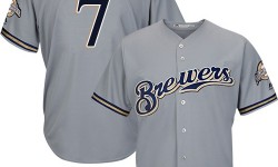 Youth Eric Thames Replica Grey Jersey: Baseball Milwaukee Brewers #7 Road Cool Base
